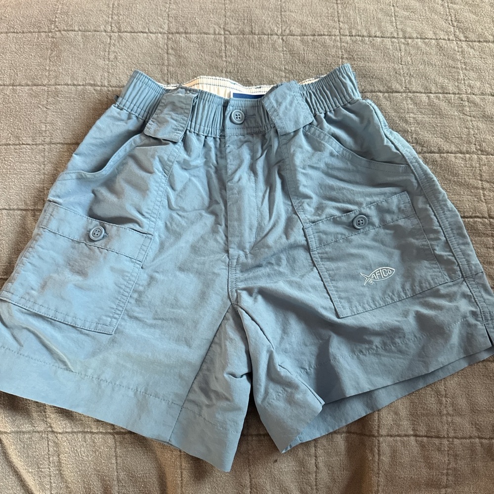 AFTCO Blue and White Fishing Shorts